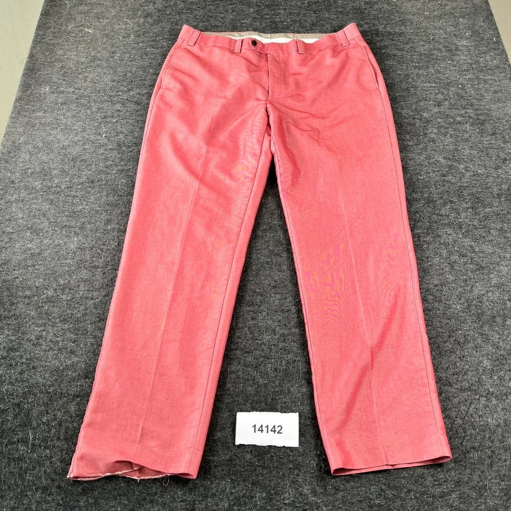 Lauren Ralph Lauren Dress Pants Mens 38x34 Pink Flat Front Business Hem Flaw